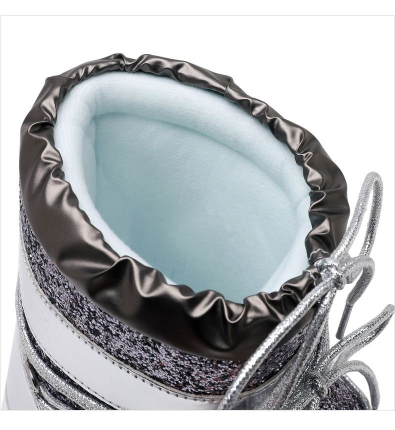 NOKOMETA European And American Winter Space Boots Platform Sequined Bread Short Boots Snow Boots Women's Tide Ski Shoes Straps 2025_voghion.com