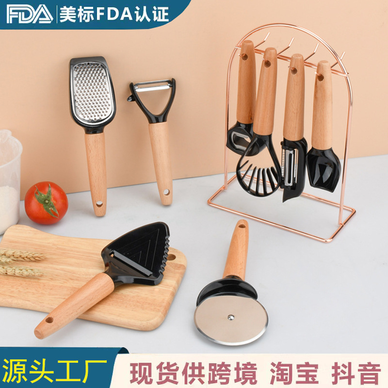 Juego de gadgets de cocina transfronteriza Pala de pizza Pala de queso Rallador multifuncional Cepillo de melón Juego de abridor de botellas