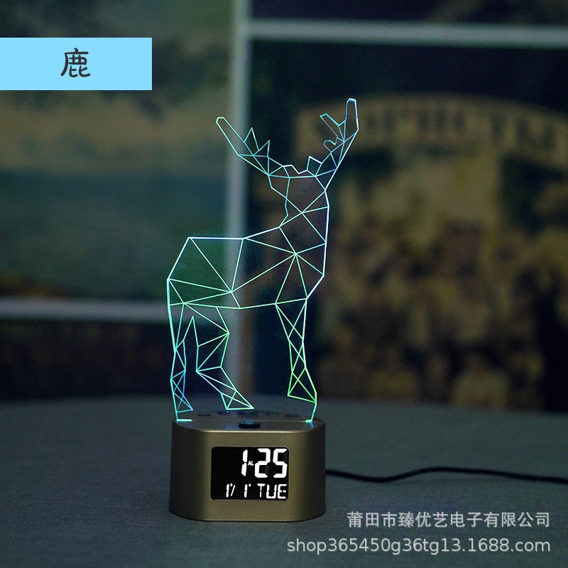 Reloj despertador infantil 3D creativo de venta caliente, luz nocturna multifunción, reloj electrónico de regalo, venta directa de fábrica