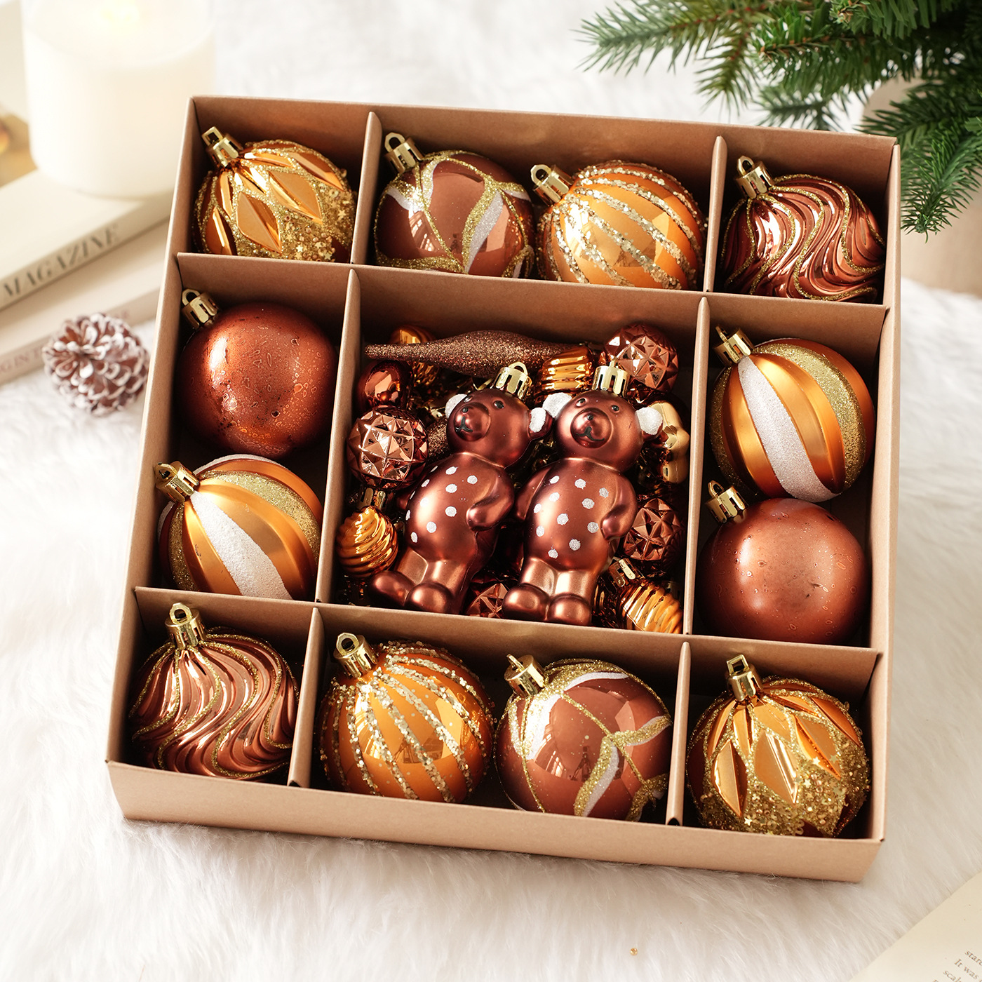 Nuevos productos transfronterizos paquetes de colgantes de bolas de Navidad en caja decoración de árboles de Navidad decoración de atmósfera de vacaciones decoración de colgantes en stock image 3
