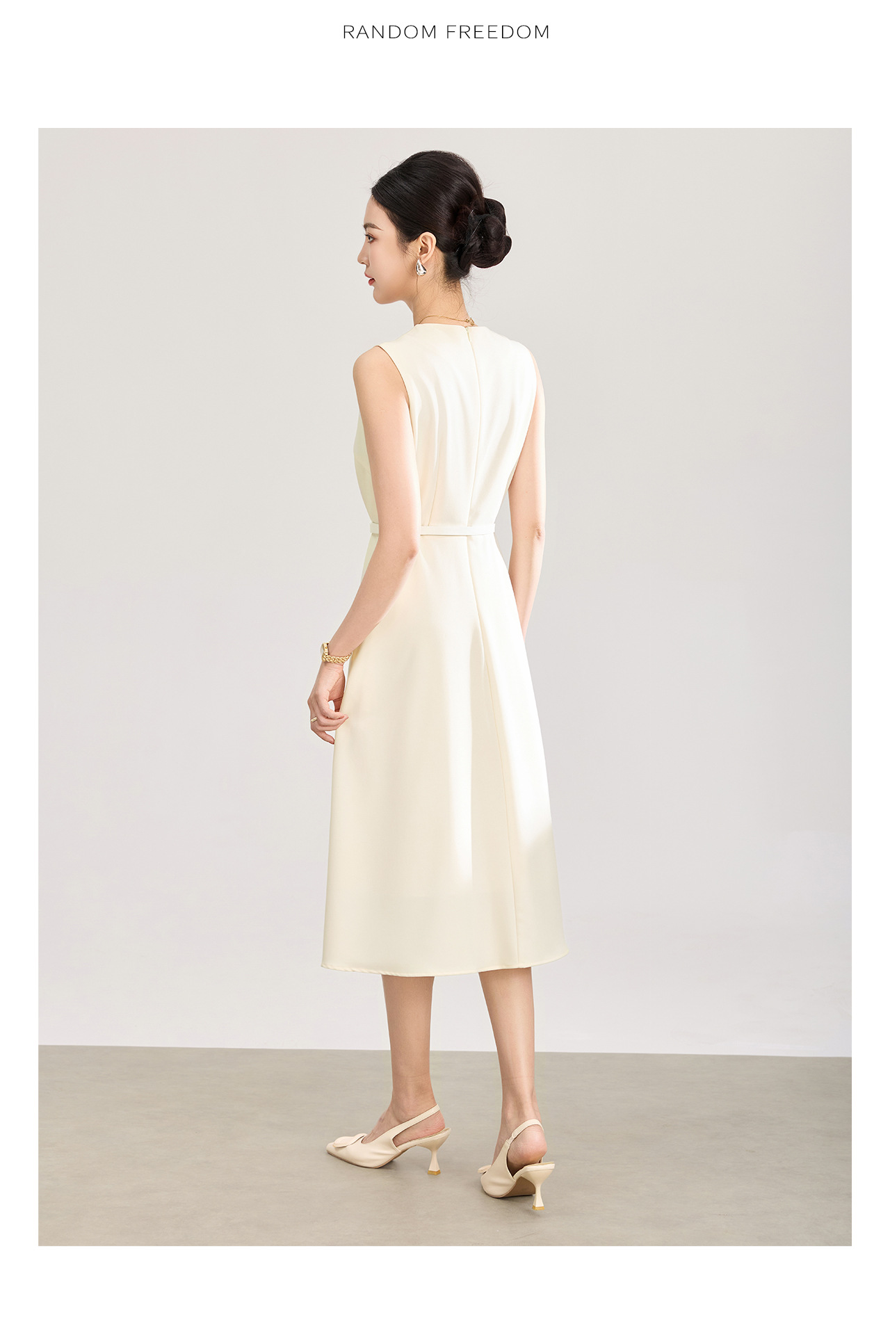 Đầm vest liền ôm body nữ công sở tay ngắn — màu be chi tiết 17