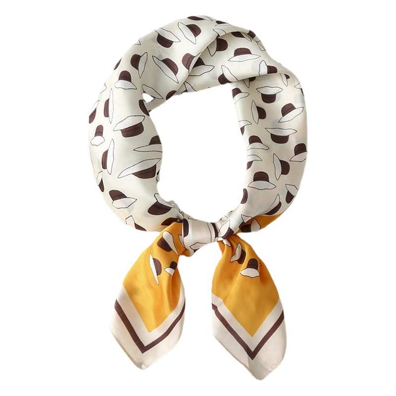 Nueva decoración de ins simple moda coreana bufanda cuadrada de seda artificial al por mayor Bufanda de seda de las mujeres a rayas en blanco y negro impresa primavera y verano