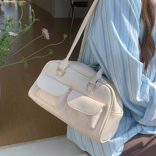 Cross-border Korean bag women retro one-shoulder armpit oily wax leather bag double bag casual Amazon independent station