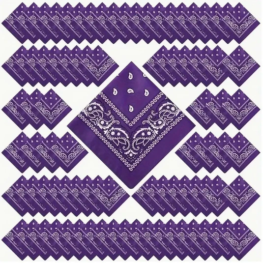 12шт Бандана с узором Пейсли Полиэстеровая бандана Многоцелевой джинсовый шарф Аксессуары для вечеринок, 21.25inch