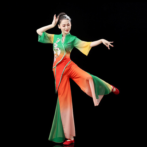 Chinese folk classical dance dress hanfu umbrella fan dance clothes yanko dance dance costume female national wind classical dance clothes