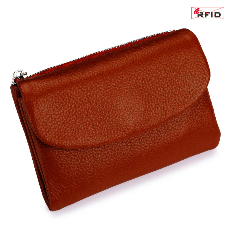 本革ショートウォレット RFID ファッション ソフトレザー質感 ハンドバッグ 女性用 大容量収納バッグ 一層牛革財布|undefined