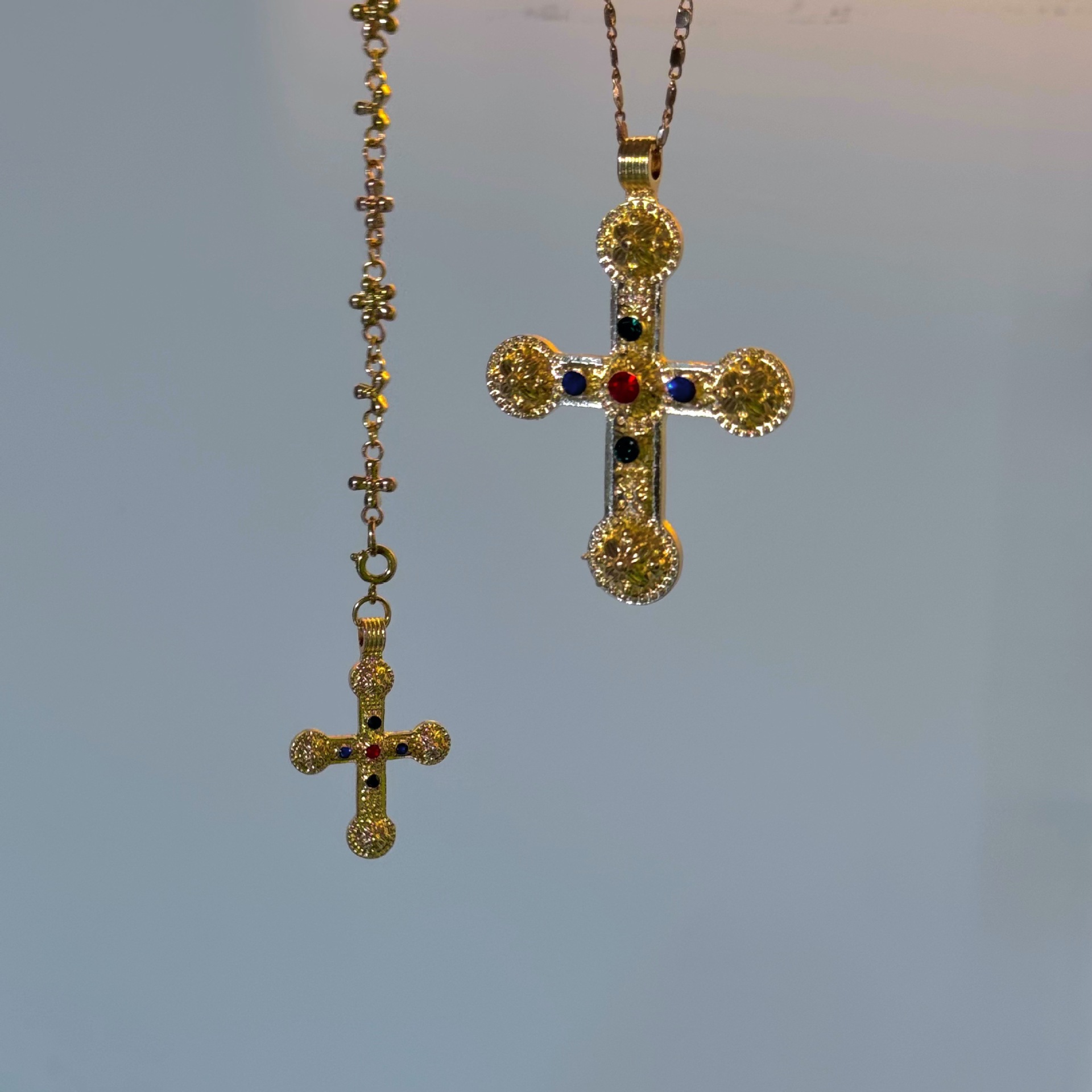 Copper Alloy Chain Material Vintage Style Cross Copper Alloy Lobster Trigger Clasp Closure Pendant Necklaces Wholesale