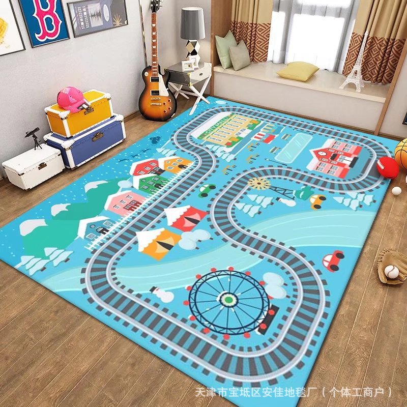 クロスボーダー子供用カーペットクリスタルベルベット駐車場クライミングマットゲーム交通道路フロアマット早期教育幼稚園カーペット|undefined