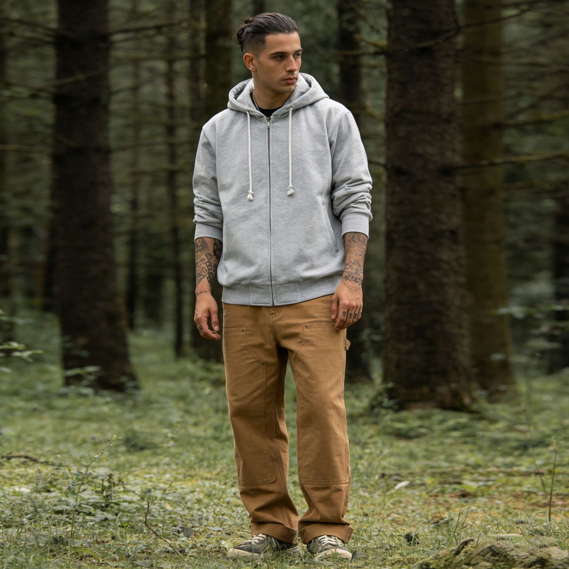 Okonkwo Heavyweight 500g Terry Bottom Pure Color Men's and Women's Hooded Sweatshirt Basic Zipper Hoodie Cardigan