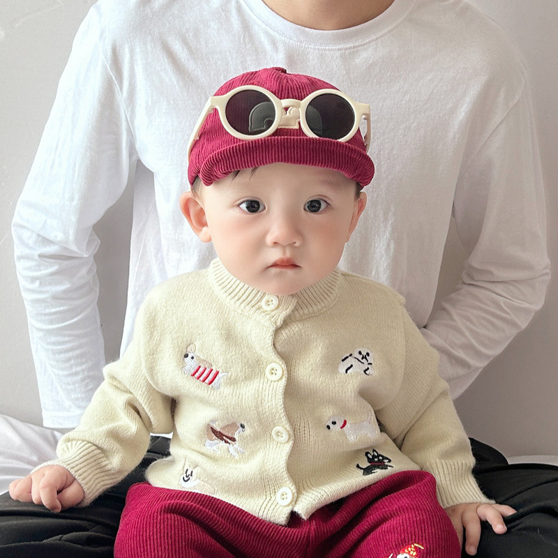 Bebé otoño invierno grueso ropa de escalada nuevo estilo coreano para niños y niñas Jacquard camiseta de punto lindo bebé abrigo camiseta