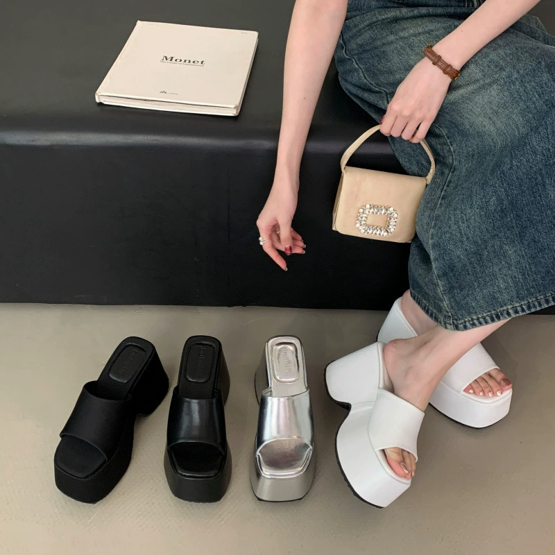 11CM сандалии на высоком каблуке с наклоном на каблуке летом носят белые не устали