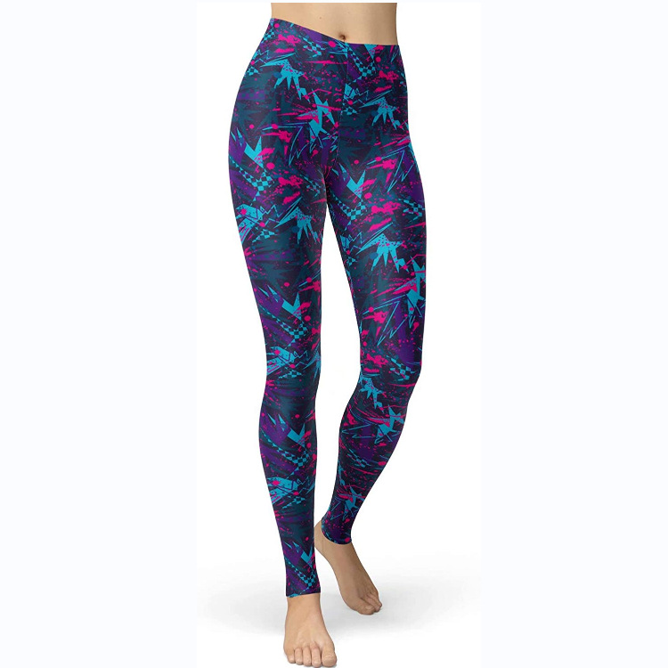 Abbigliamento da donna multicolore stampato slim fit fianchi sollevamento snellente grandi dimensioni corsa yoga fitness leggings_voghion.com