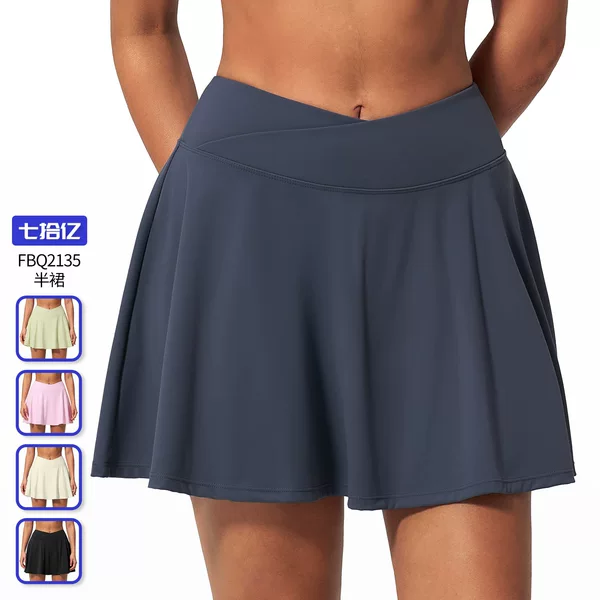 Summer Yoga Sports Short Skirt for Women, Quick-Drying Running Fitness Badminton Skirt, Half-Length Anti-Exposure Tennis Skirt for Women 2135