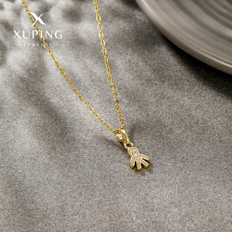 Collar con colgante de oso de peluche, con gemas artificiales de color 14k, chapado en aleación de alta gama, nueva moda Xuping.