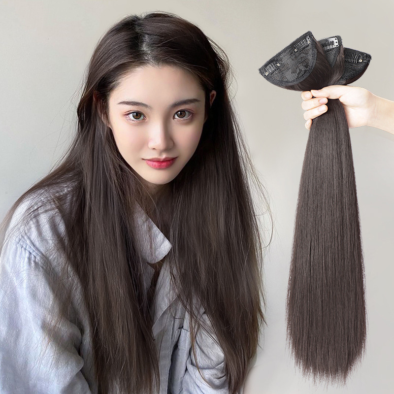 Fábrica directa pelucas mujeres tres piezas de almohadilla de cabello largo recto para aumentar el cabello flojo extensión de cabello parche de cola de caballo