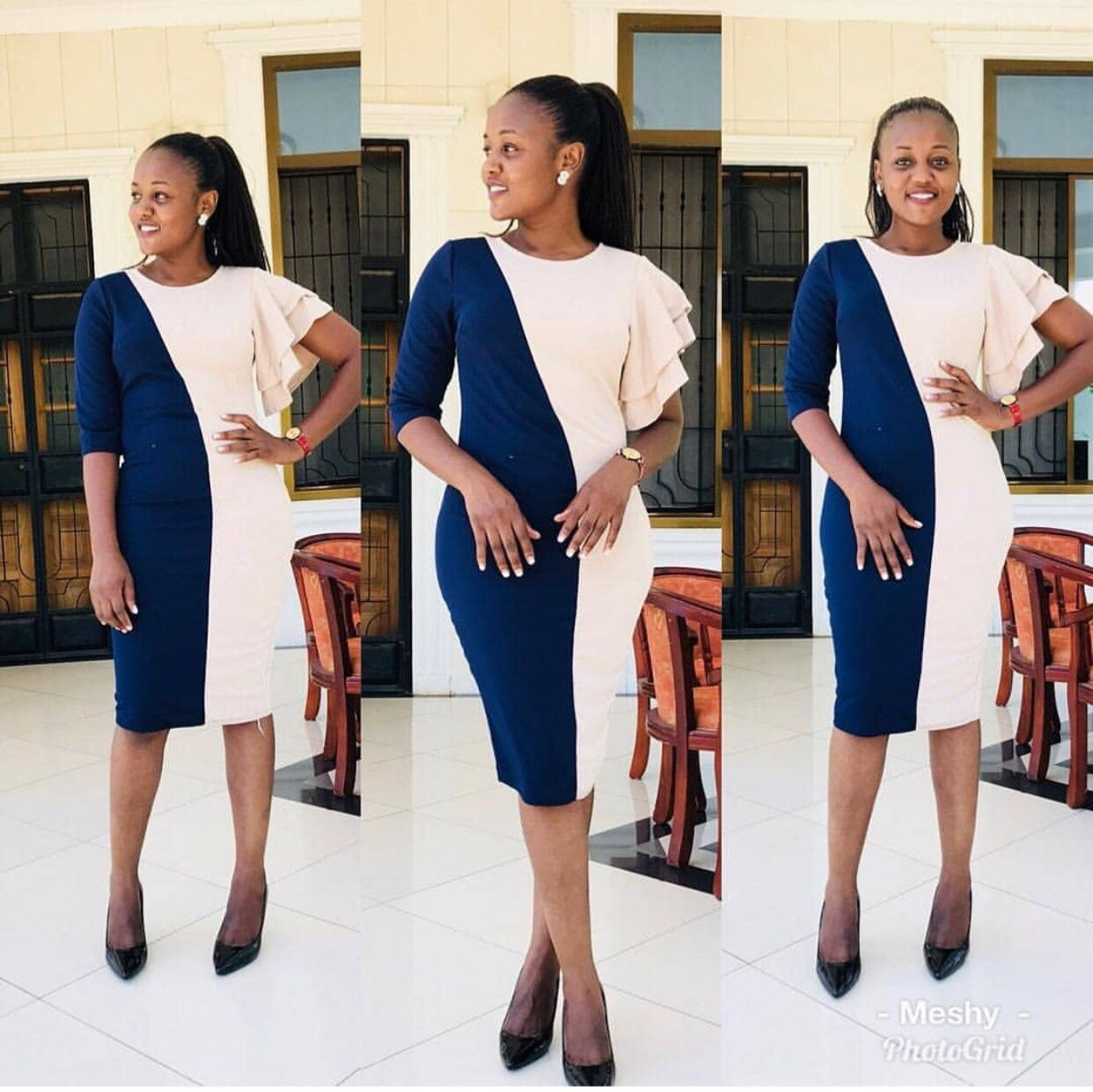 Cross-border sourcing Europe, America and Africa AliExpress Amazon best selling two-color stitching irregular sleeve belt dress Cross-border sourcing Europe, America and Africa AliExpress Amazon best selling two-color stitching irregular sleeve belt dress