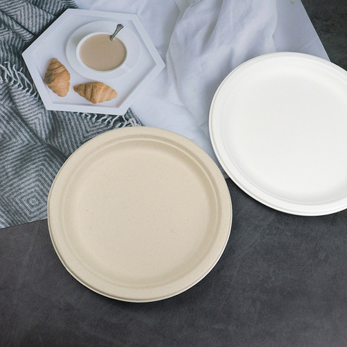 Biodegradable disposable paper plates round paper plates birthday cake plates thick dinner plates lunch plates outdoor barbecue plates food containers
