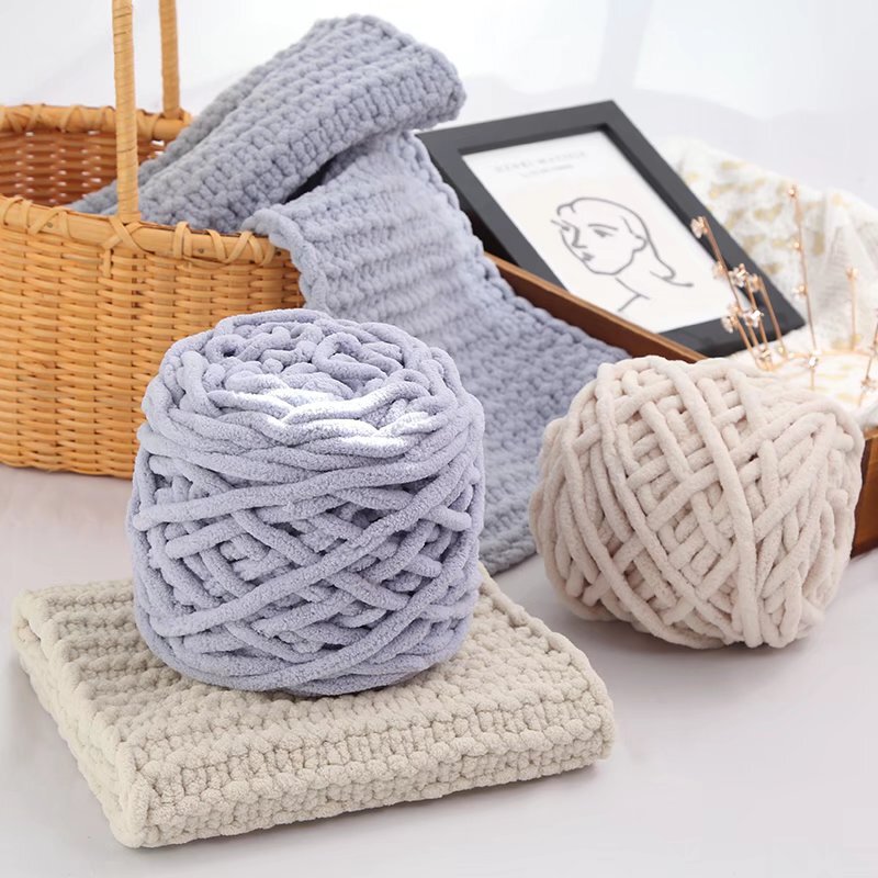 Small ice line 4mm thick crochet handmade slippers line chenille woven diy scarf polyester yarn factory spot