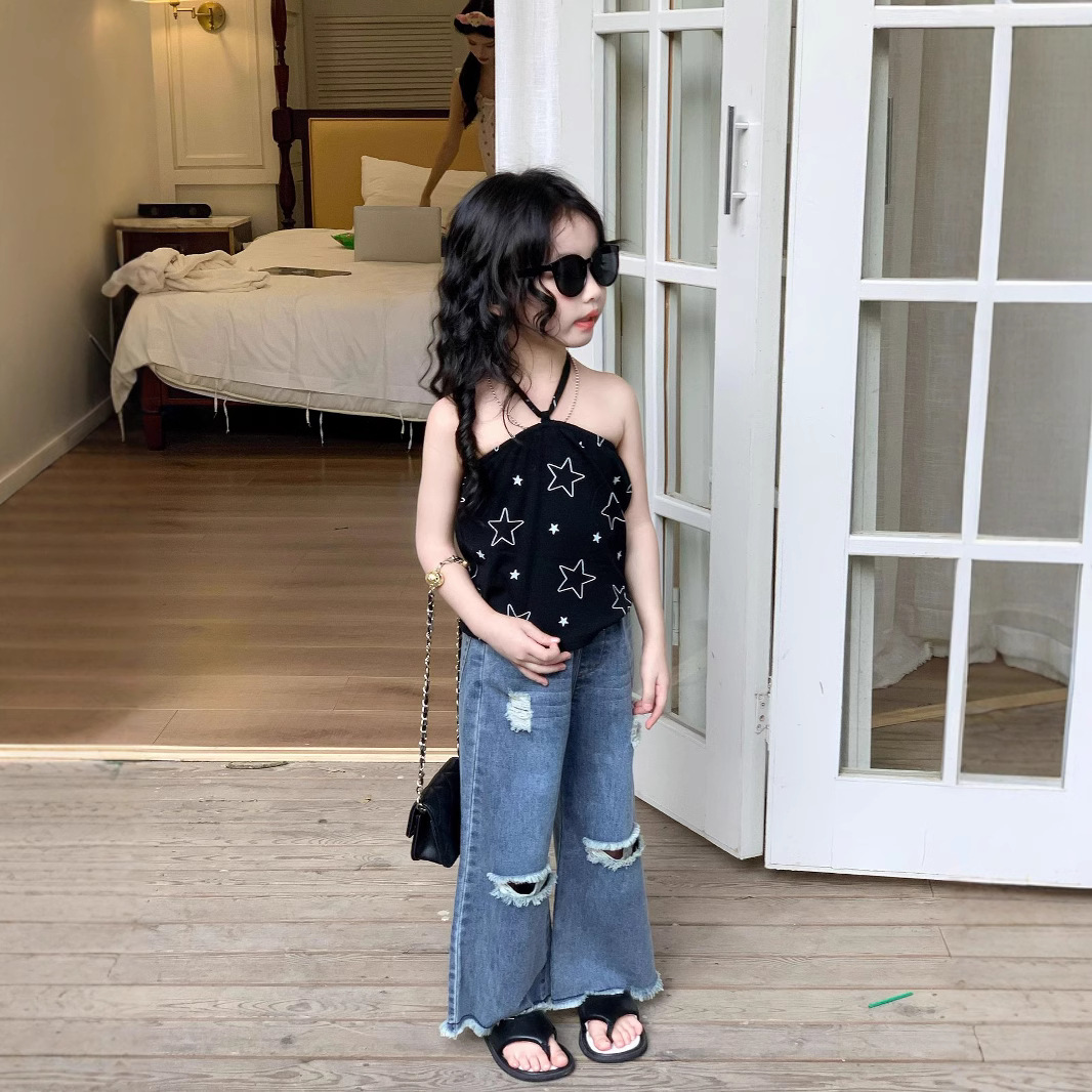 Girls' Vest 2025 Summer New Children 2-7 Years Old Korean Style Halter Vest Children's Strap Top