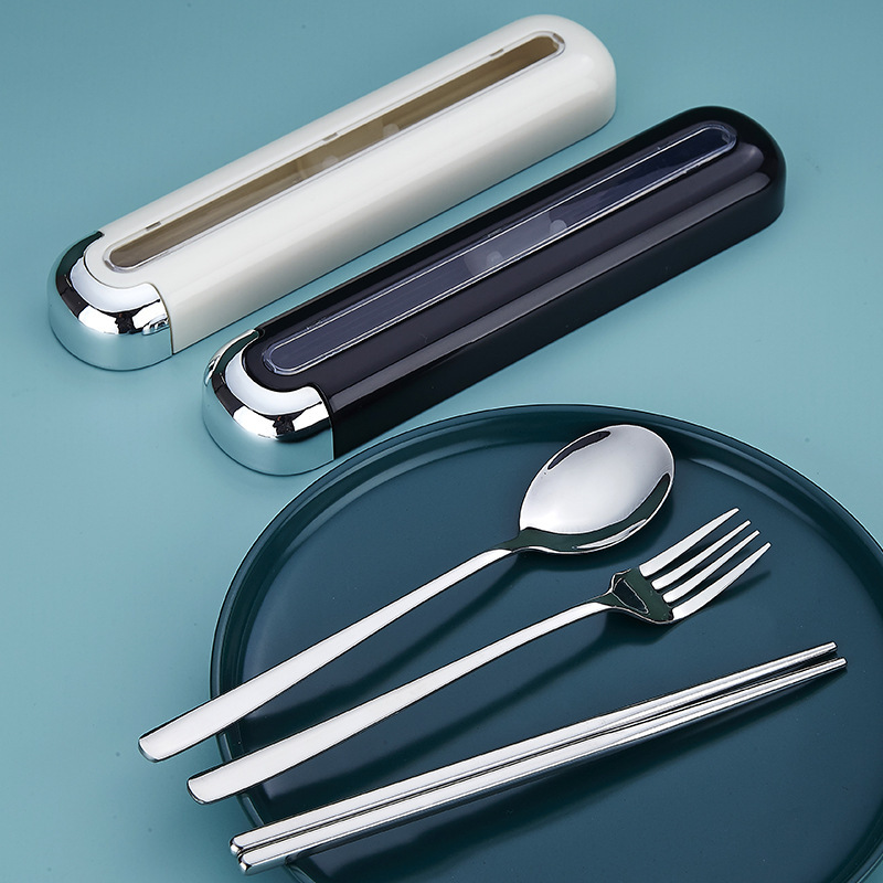 316L stainless steel tableware student portable tableware spoon, fork and chopsticks three-piece set travel portable tableware storage box 316L stainless steel tableware student portable tableware spoon, fork and chopsticks three-piece set travel portable tableware storage box