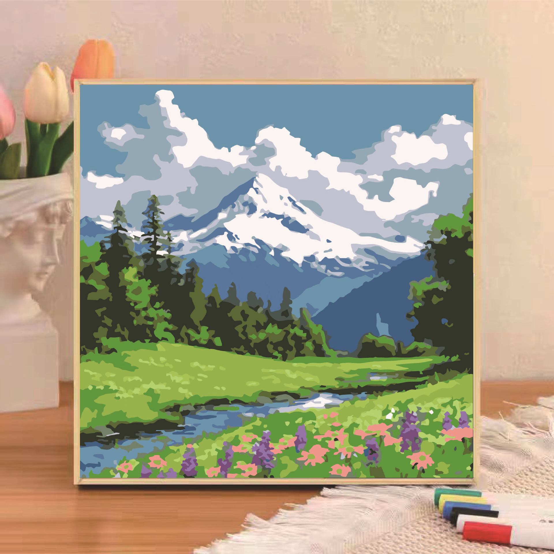 Pintura al óleo digital diy niños pequeños dibujos animados de tamaño pequeño dibujo a mano simple relleno de pintura acrílica