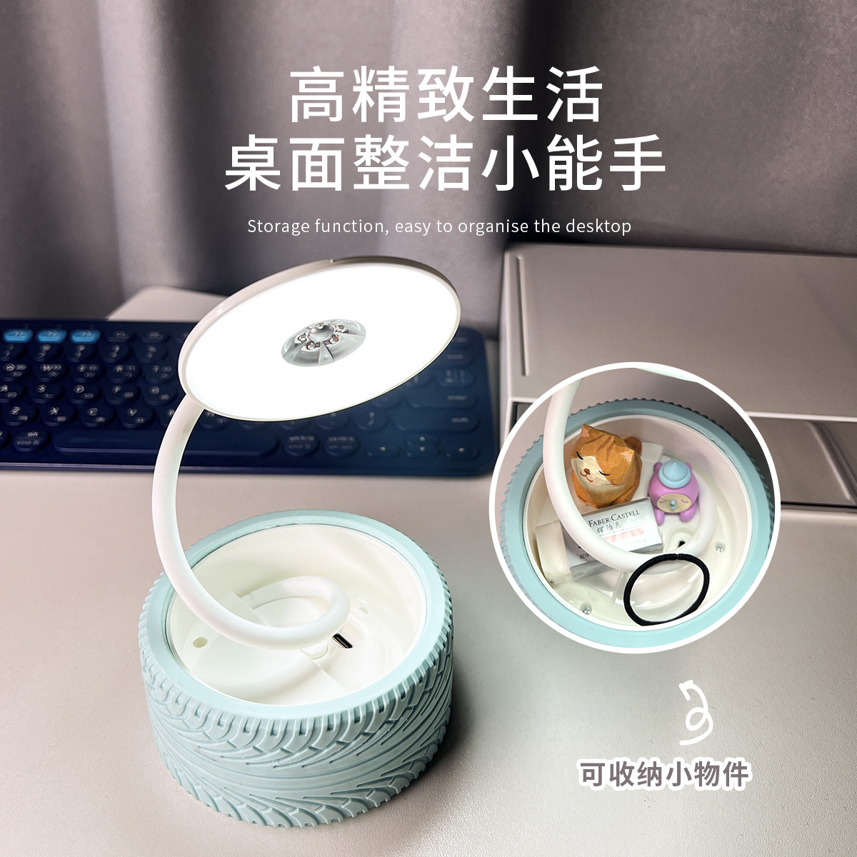 Lámpara de Mesa Plegable Portátil de Plástico Recargable por USB para Estudio y Noche