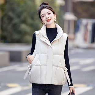 Cross-border Europe and the United States winter down cotton-padded jacket women's fashion 2024 new niche design feeling vest collar warm coat
