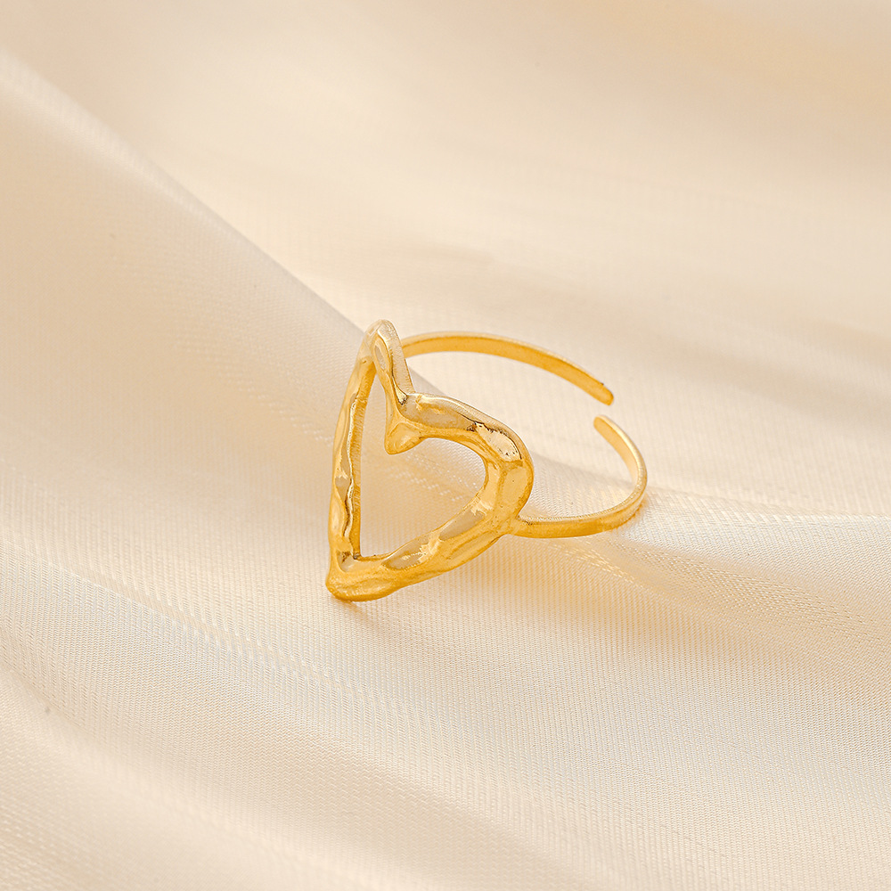 Women'S Gender Plating, Hollow Out Design Fashion Heart Shape Stainless Steel Plating Hollow Out Open Ring 1 Piece