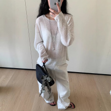 批发现货原创设计感长袖羊毛针织衫慵懒百搭显瘦亚麻打底衫S025