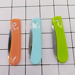 一元折りたたみフルーツナイフキャンディー色フルーツナイフプラスチック折りたたみフルーツナイフ一元ソース卸売