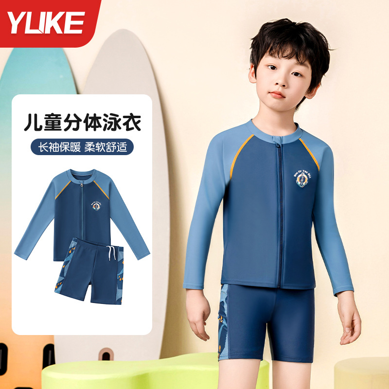 Children's Swimsuit, Boy's Long-Sleeved Swimsuit, Boy's Split Swimsuit, Baby Swimsuit, Quick-Drying Swimsuit and Trunks Set