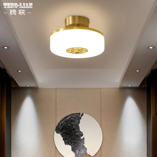 Chinese style aisle ceiling lamp copper bedroom study stairs small ceiling lamp villa entrance room balcony door lamp
