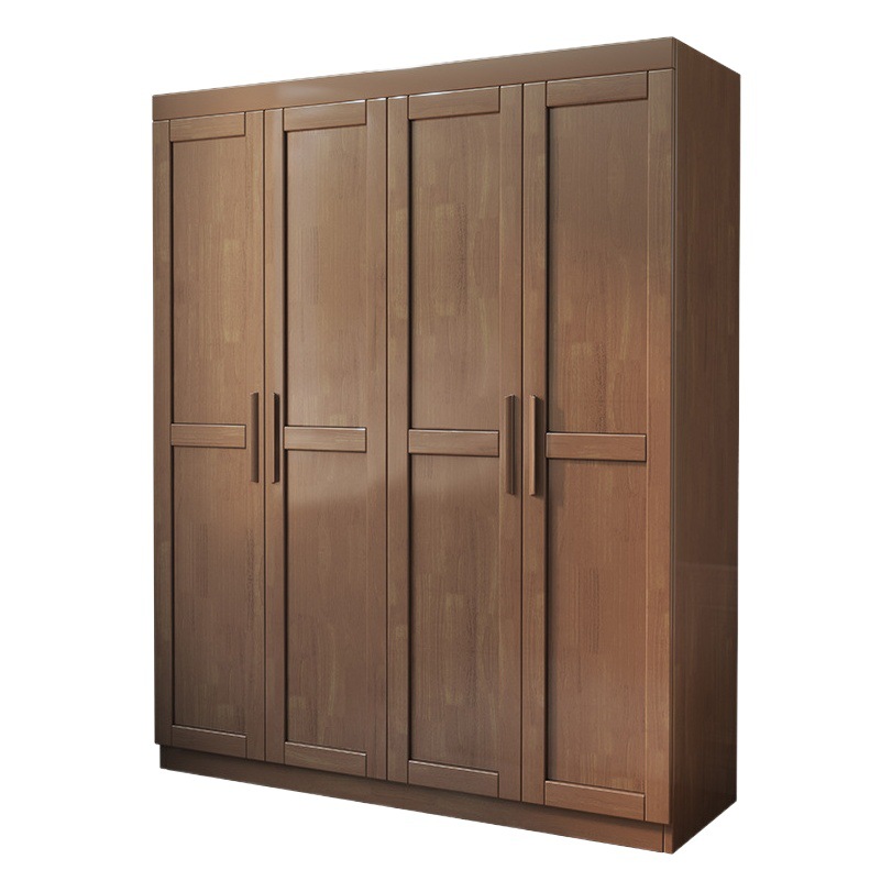 Armario de madera maciza nórdica pequeño apartamento armario de piso de dormitorio moderno minimalista multi-puerta gabinete de madera maciza