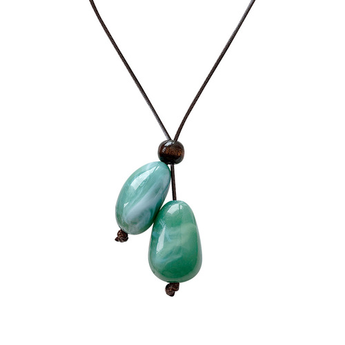 Oak nut forest-style plant dried fruit long-length ethnic-style accessory for men and women, handmade cotton and linen clothing necklace