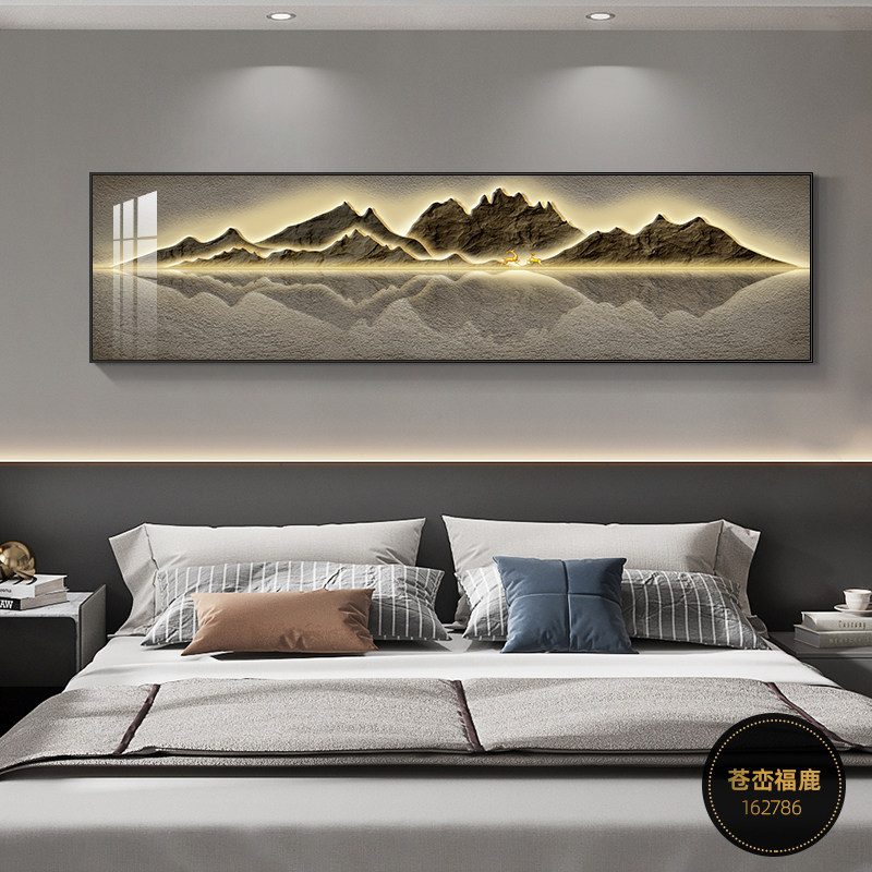 Decoración del dormitorio cuelga la cabeza de la cama pintura cálida Fu Lu sala de estar dormitorio principal pintura de pared de fondo mural de habitación moderna simple image 15