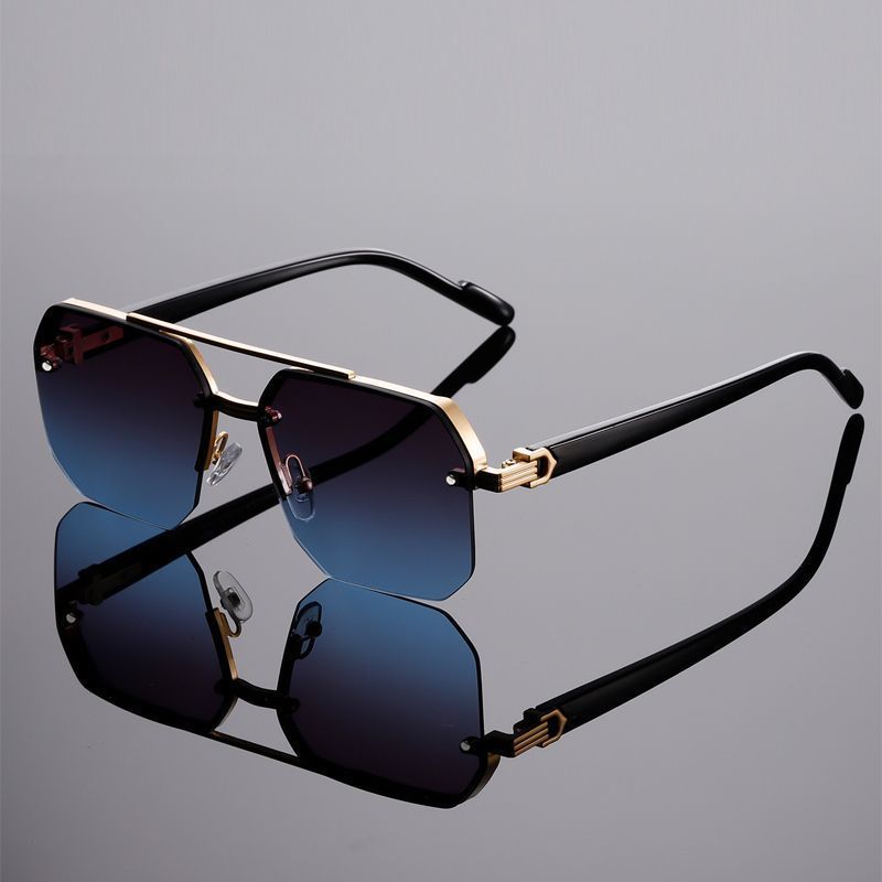 Gold framed gray and blue pieces [metal nose pads]
