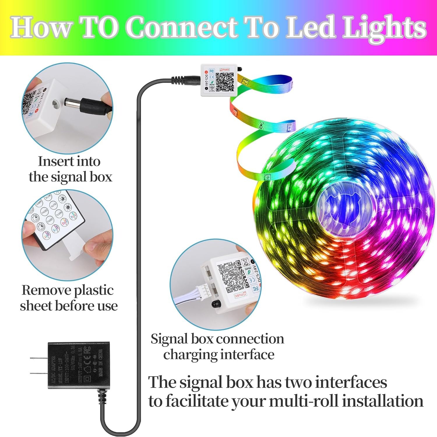 Nuevos productos transfronterizos 24V3535RGB banda de luz 44 teclas música bluetooth APP atmósfera banda de luz LED barra de luz autoadhesiva luz suave