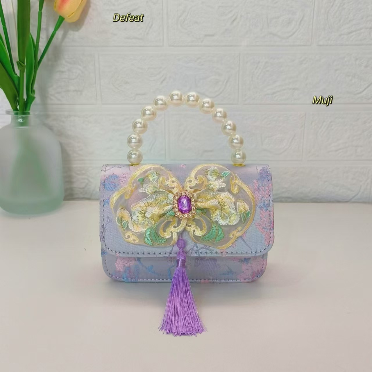 Nuevo estilo chino bolso infantil bolso de perla bolso de mano niña pequeña bolso de cambio accesorios bolso de cadena bolso de arco bolso pequeño