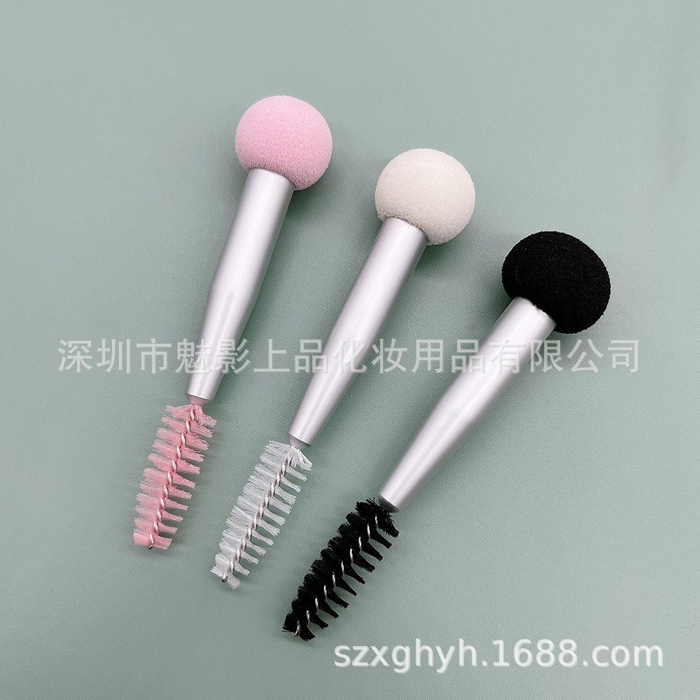 Esponja de doble cabeza cepillo de maquillaje ceja sello ceja polvo ceja líquido crema fácil ceja pestañas formación recubrimiento líquido cepillo