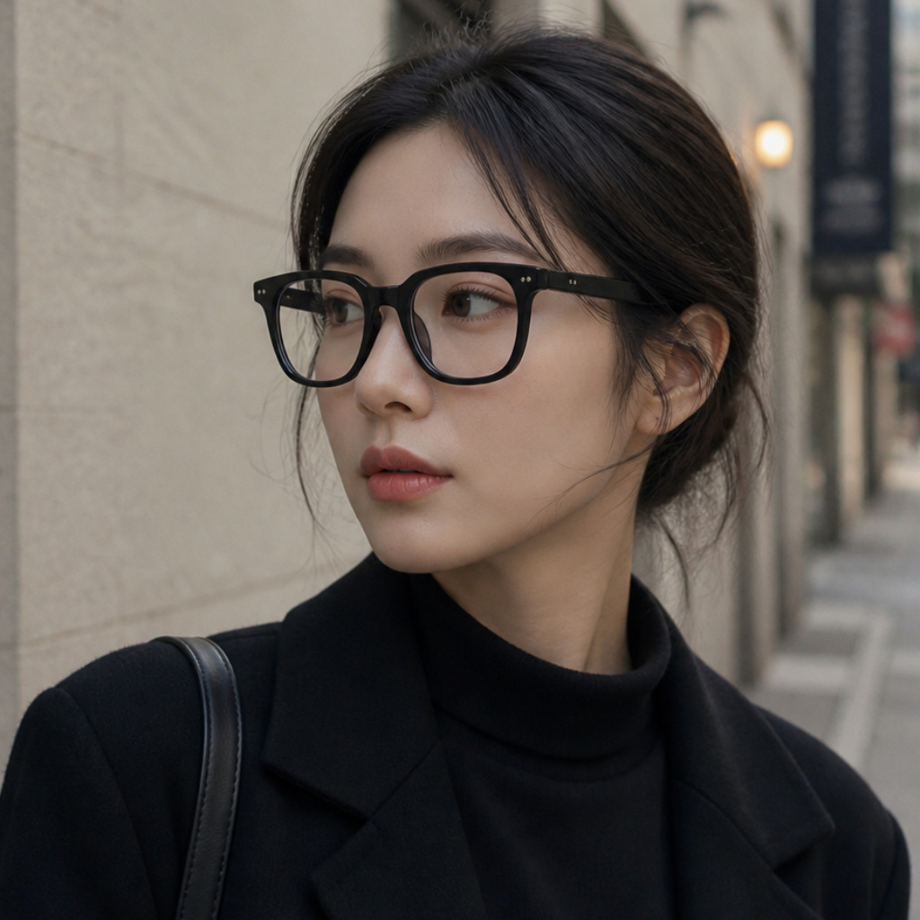 Black-Framed Glasses for Men with Thick Frames and a High-End Feel, Can Be Customized with Prescription Lenses, Anti-Blue Light, and Non-Prescription Lenses for Women, with a High-End Feel, Suitable for Large Faces