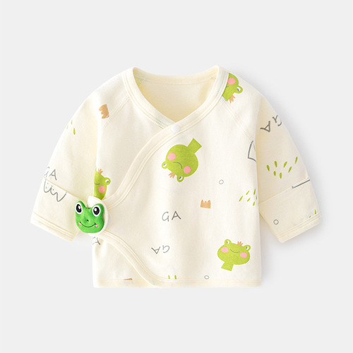 Newborn baby inner clothes boneless pure cotton spring and autumn Velcro half-back pajamas full-moon monk clothes baby tops