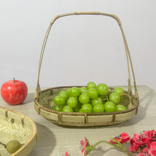 竹编篮子烧烤小吃碟 晾晒托盘水果篮 椭圆形家用水果馒头收纳筐