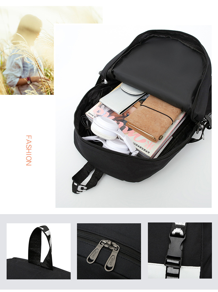 Classic Korean version USB student for boys and girls, casual travel backpack_voghion.com