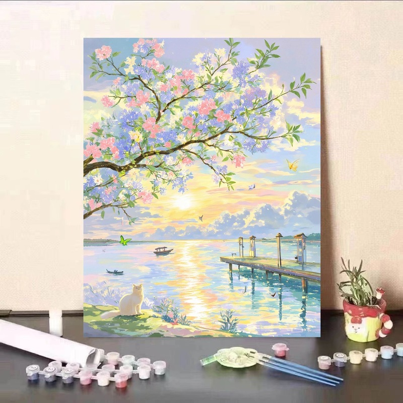 新しい風景画 diy デジタル油絵手描きリビングルームアクリル装飾絵画誕生日ギフト|undefined
