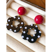 Y 51892 Black multi-layer flower earrings ��ɫ��㻨�����