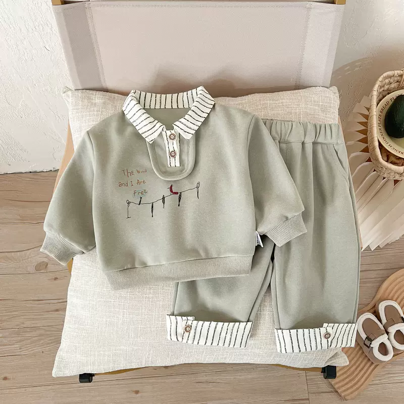 湖州织里儿童秋季服装长袖男童套装时尚衣服男宝宝秋装洋气两件套