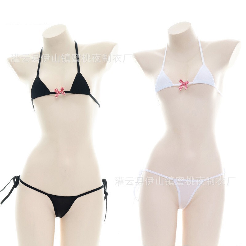 Sexy Underwear Hot Three-point Bow Strap Underwear Suit Japanese Girl Bikini Beach Swimsuit