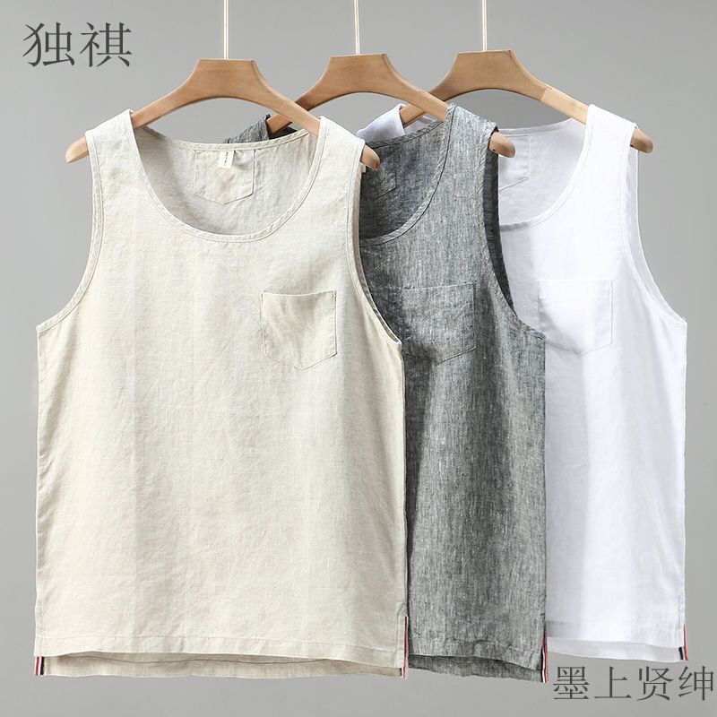 Summer Breathable and Comfortable Sleeveless Linen Vest Loose Cotton and Linen Vest Japanese Style Vintage Casual Sweatshirt Top Clothes for Men Summer Breathable and Comfortable Sleeveless Linen Vest Loose Cotton and Linen Vest Japanese Style Vintage Casual Sweatshirt Top Clothes for Men