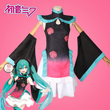 初音cos服未来动漫阔袖中华风渐变色少女风花图案cos动漫舞台表演