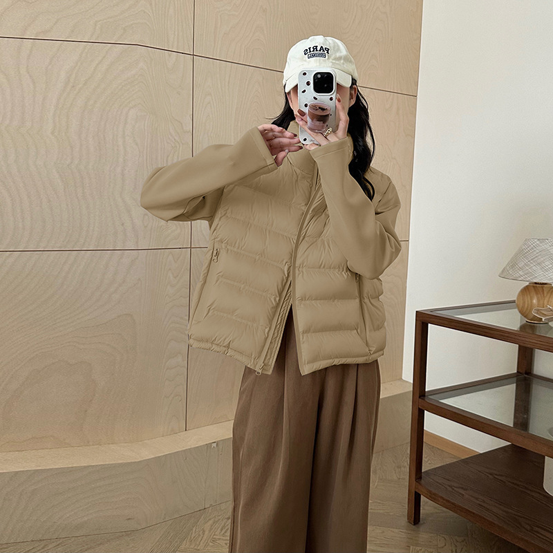 2025新款短外套女士羽绒棉服轻薄排骨上衣立领棉衣夹克拼接小个子|undefined